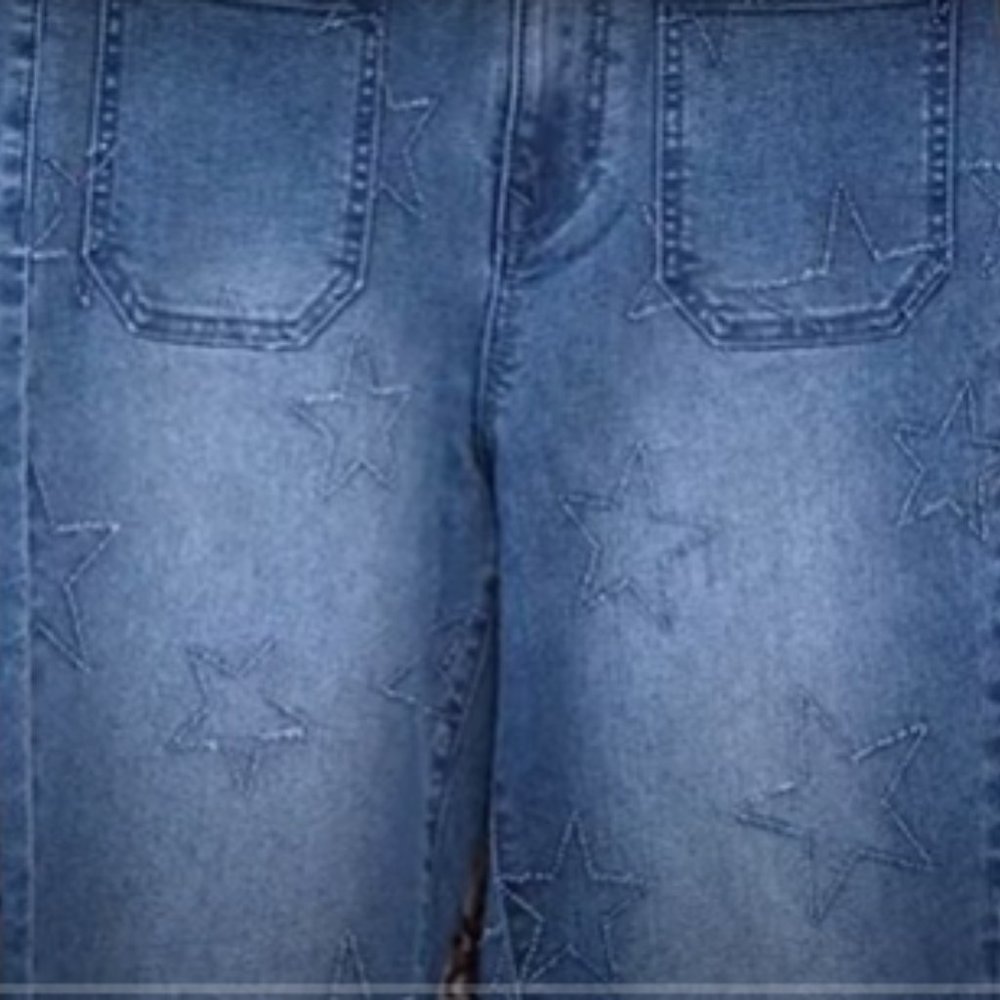 DG2 Diane Gilman Stretch Needle Punch Cropped Jean 698-158 Chambray Size 12